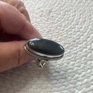 Stunning BLACK TIGERS EYE Handmade Sterling 925 Ring SIze 8.5 #861D